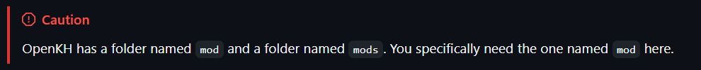 Caution: OpenKH has a folder named "mod" and a folder named "mods". You specifically need the one named "mod" here.